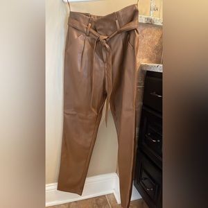 Paper bag leather pants